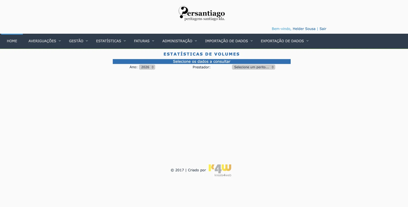 Print do projeto Persantiago — Peritagens